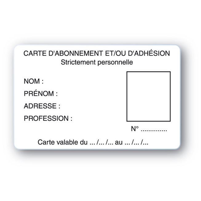 carte pvc personnalisee en carte abonnement strictement personelle