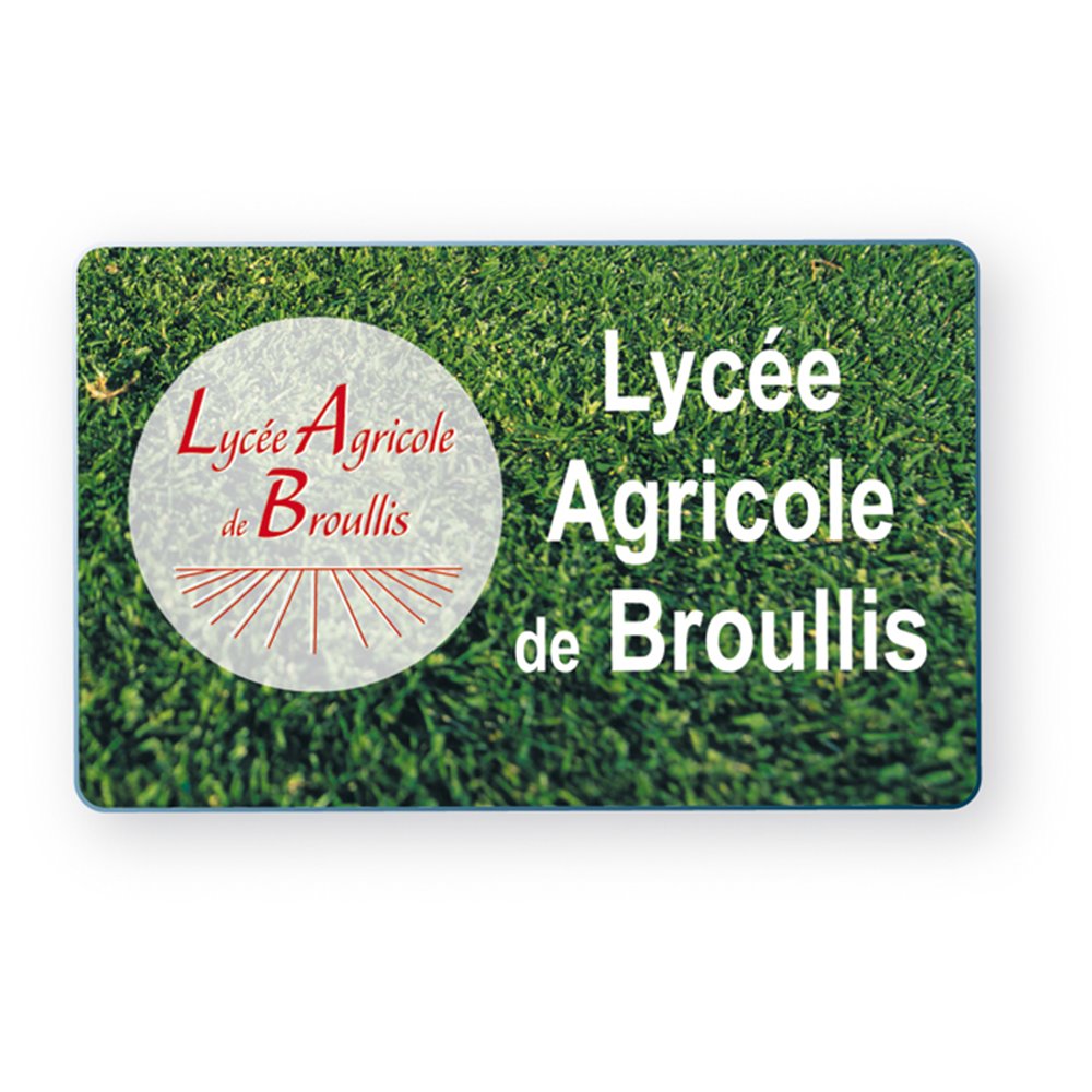 carte pvc personnalisee recto verso sur fond vert avec logo