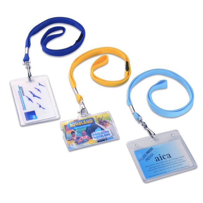 three solid colors blank polyester flat lanyard with personnalised badges three solid colors blank polyester flat lanyard with personnalised badges