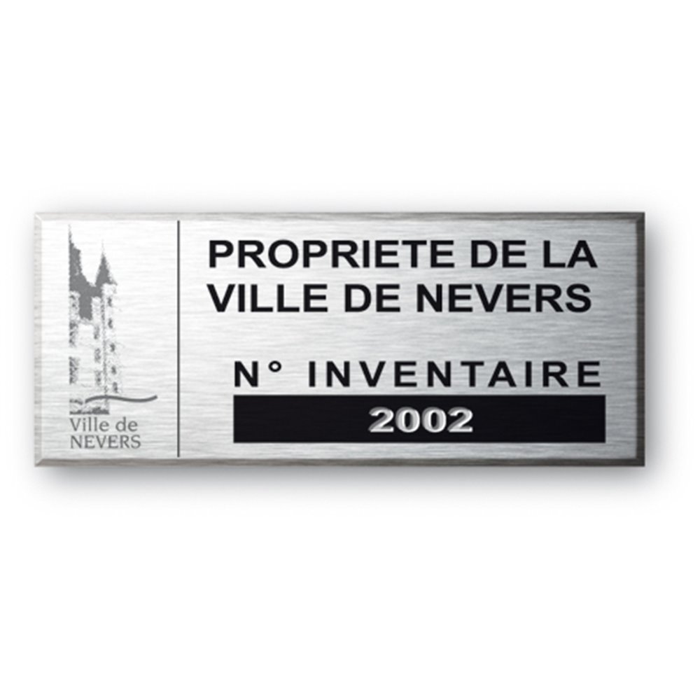 etiquette aluminium personnalisee propriete de la ville de nevers