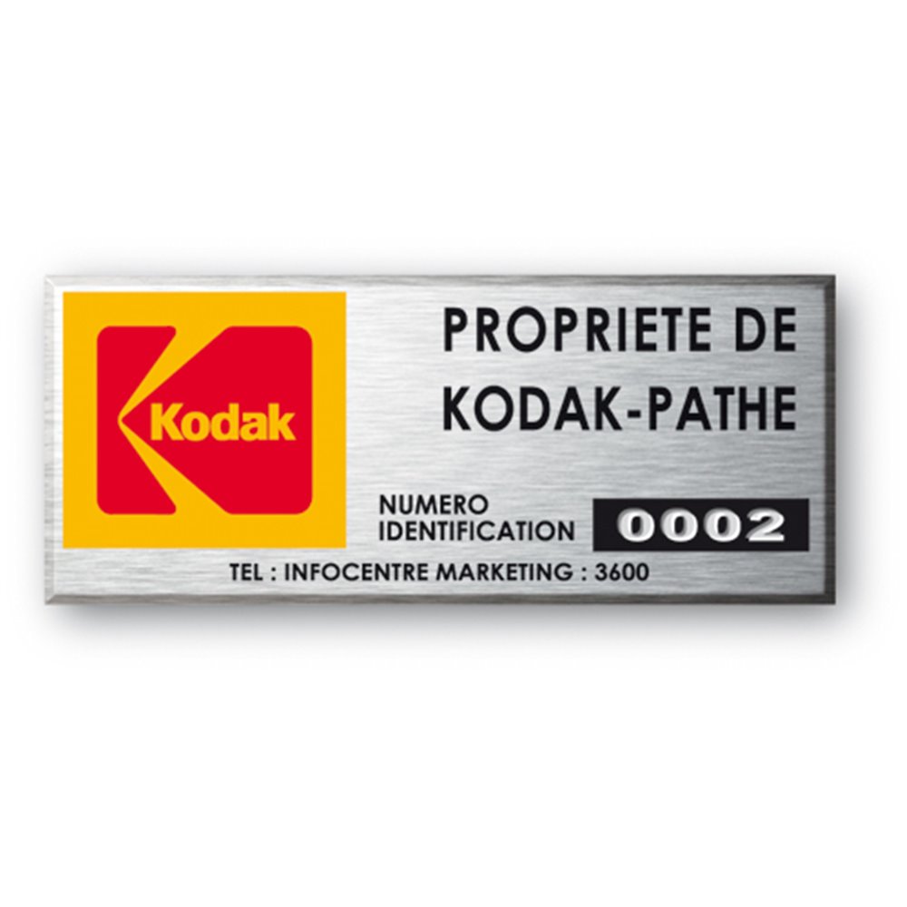 gravure de kodak sur etiquette alumunium avec logo