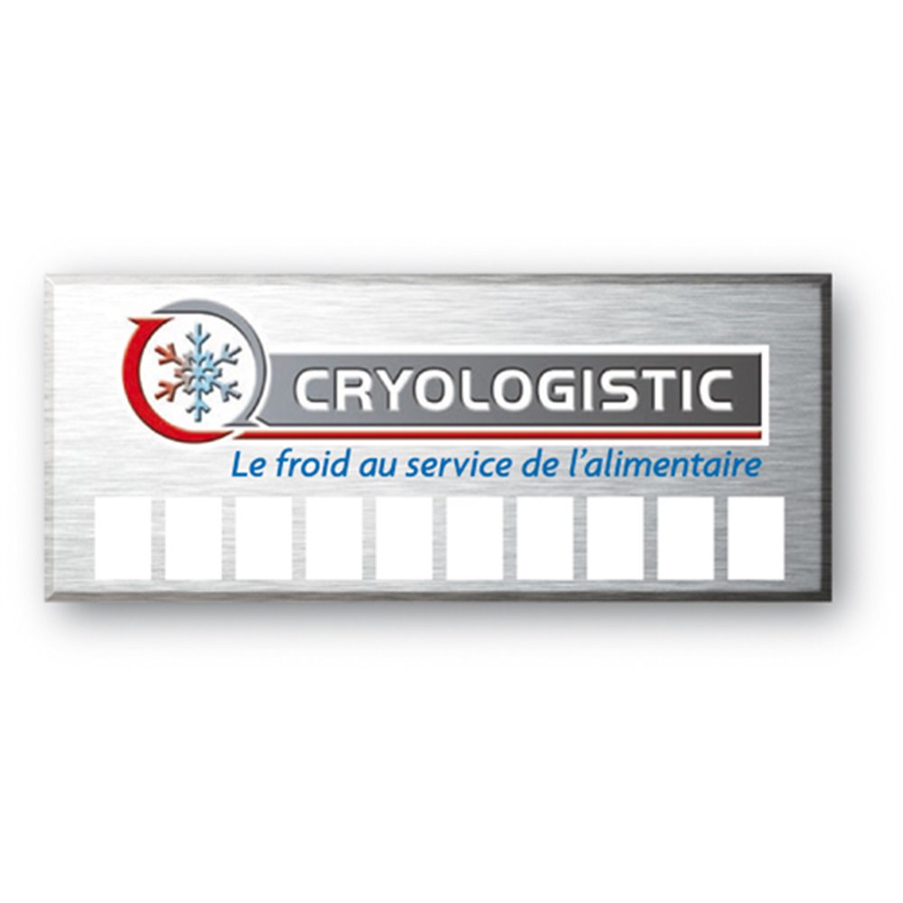 cryologistic gravee sur une etiquette aluminium