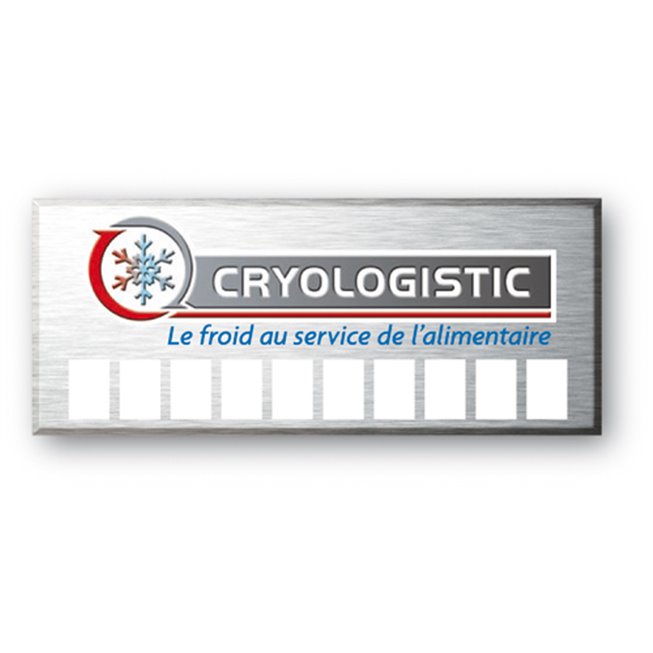 cryologistic gravee sur une etiquette aluminium