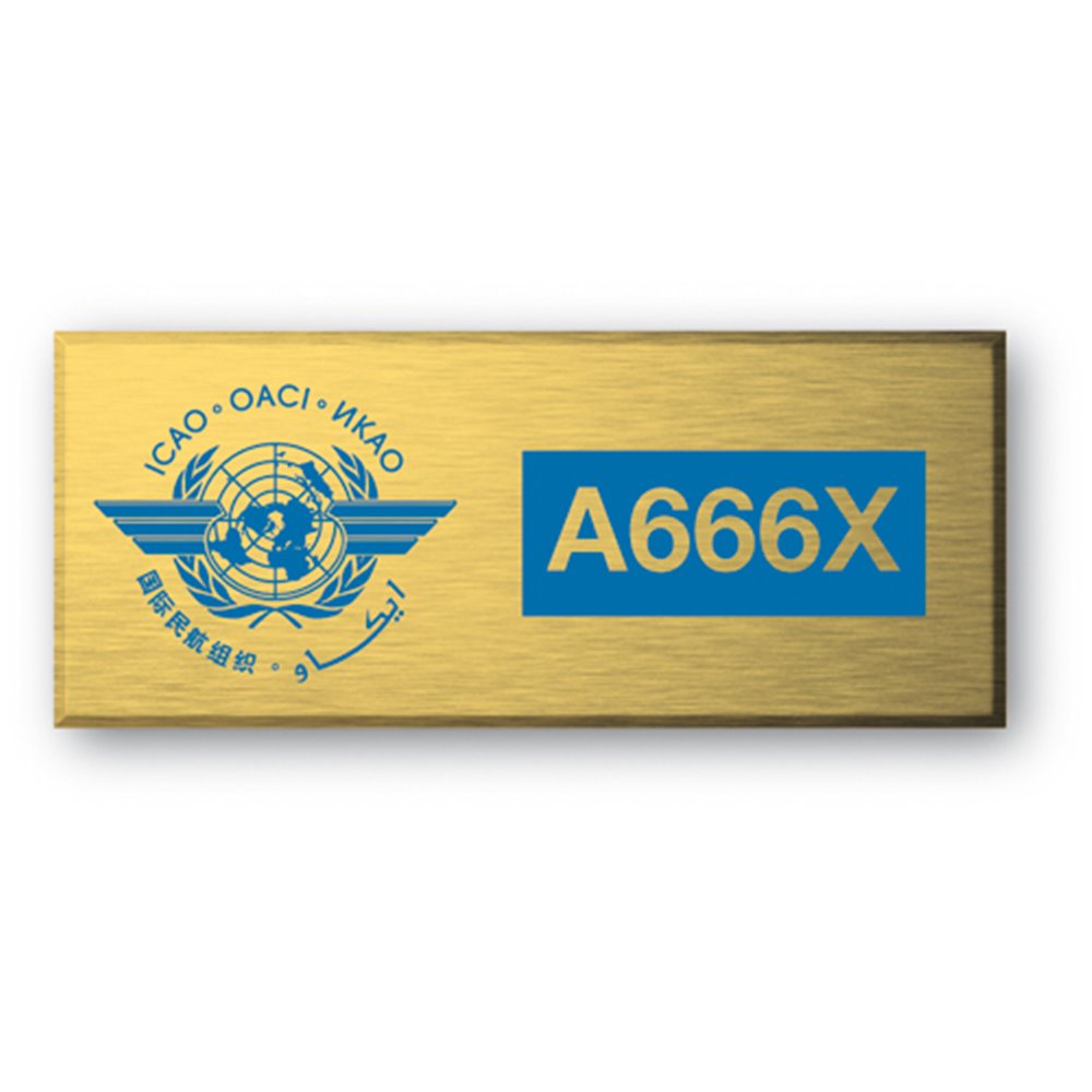 engraved aluminium asset tag with golden color en