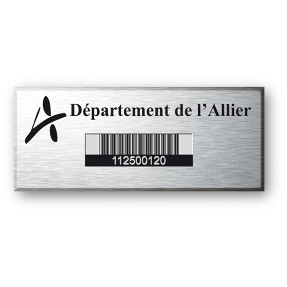 engraved aluminium asset tag with barecode for allier departmment en