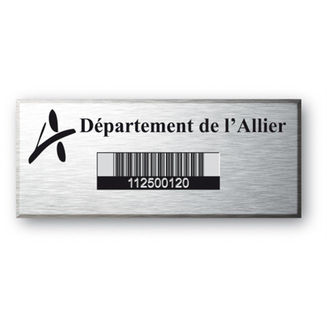 engraved aluminium asset tag with barecode for allier departmment en