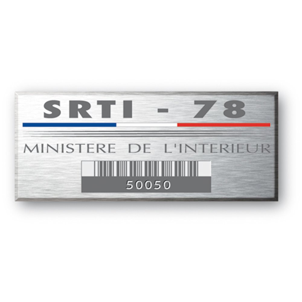  laser engraved aluminium asset tag for french ministry of interior