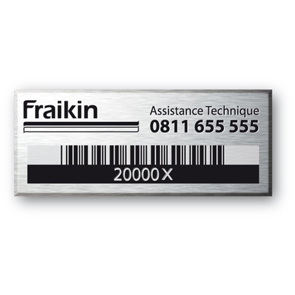  laser engraved aluminium asset tag for fraikin with barcode en