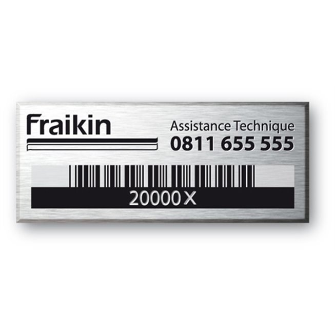 fraikin assistance technique gravee sur plaque alumunium avec code barre