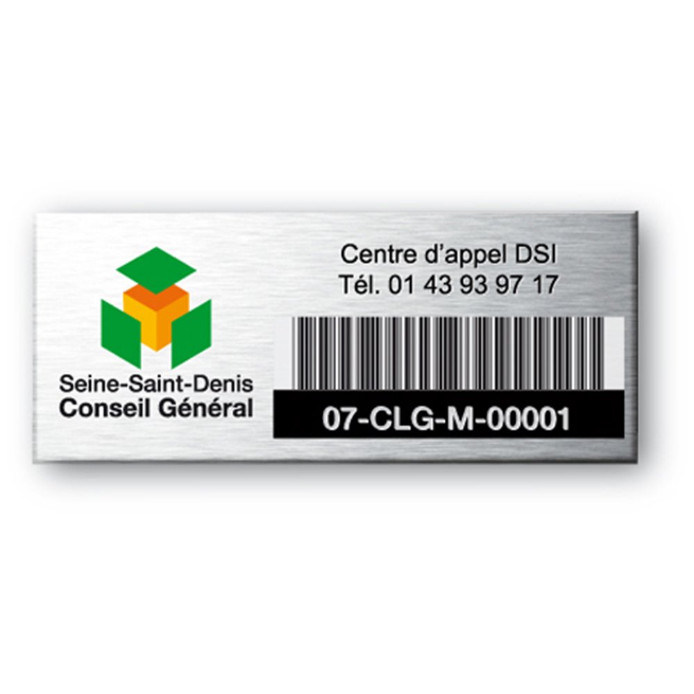  engraved aluminium asset tag for dsi call center