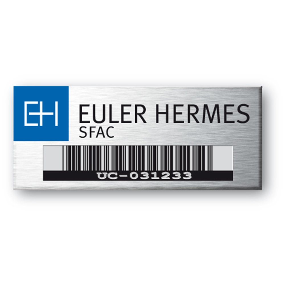 hermes engraved on aluminium asset tag en