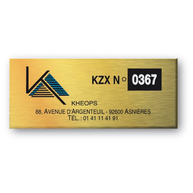 etiquette aluminium souple gravee kheops en couleur jaune doree