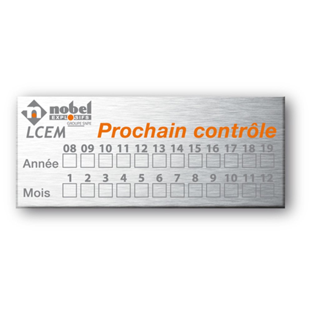 aluminium asset tag engraved for nobel explosifs campany