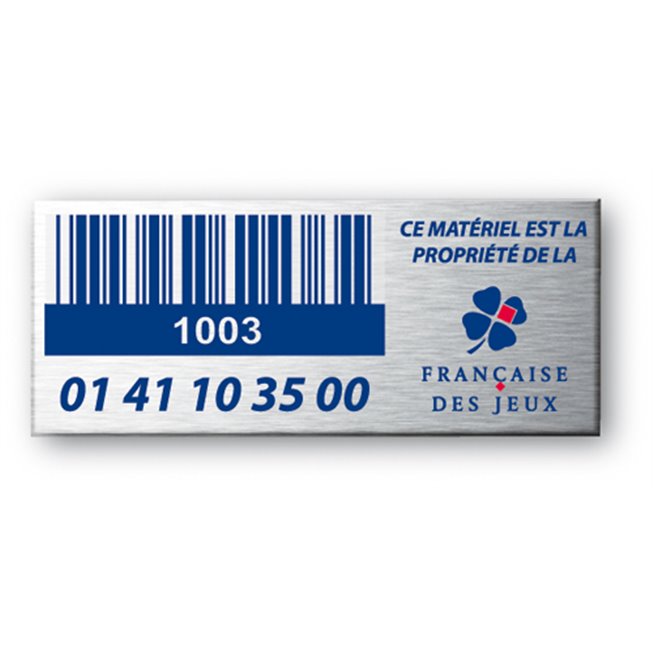 aluminium asset tag anodized laser engraving for fran caise des jeux with barcode en aluminium asset tag anodized laser engraving for fran caise des jeux with barcode en