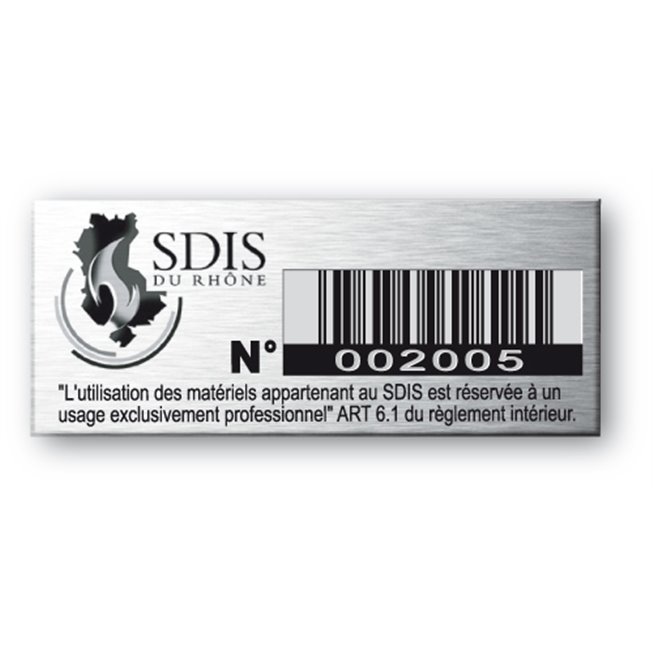 personnalisation d'etiquette aluminium pour sbis avec code barre