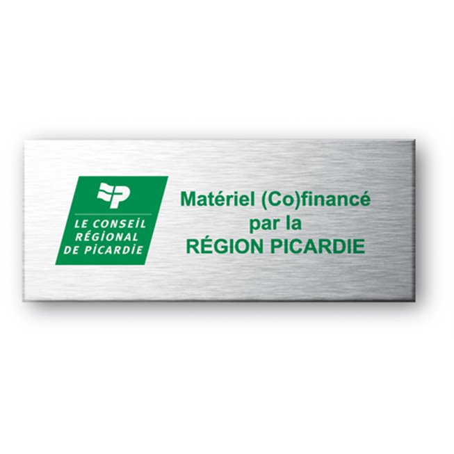 conseil general picardie sur fond vert gravee sur etiquette aluminium souple