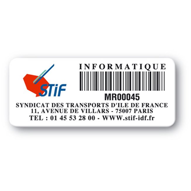 etiquette destructible logo stif code barre