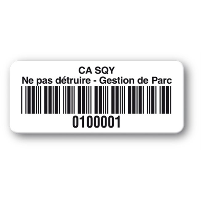 etiquette pvc impression noire gestion de parc code barre