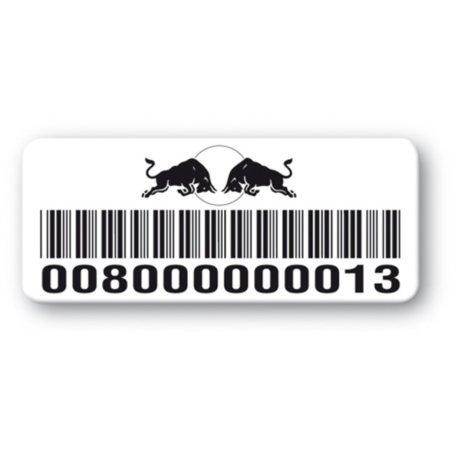 etiquette pvc impression redbull logo code barre reference
