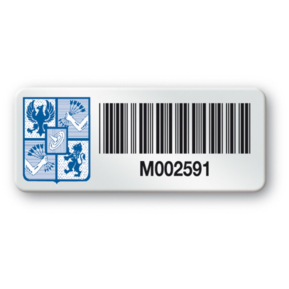pre printed protected heavy duty asset tag colored logo barcode en