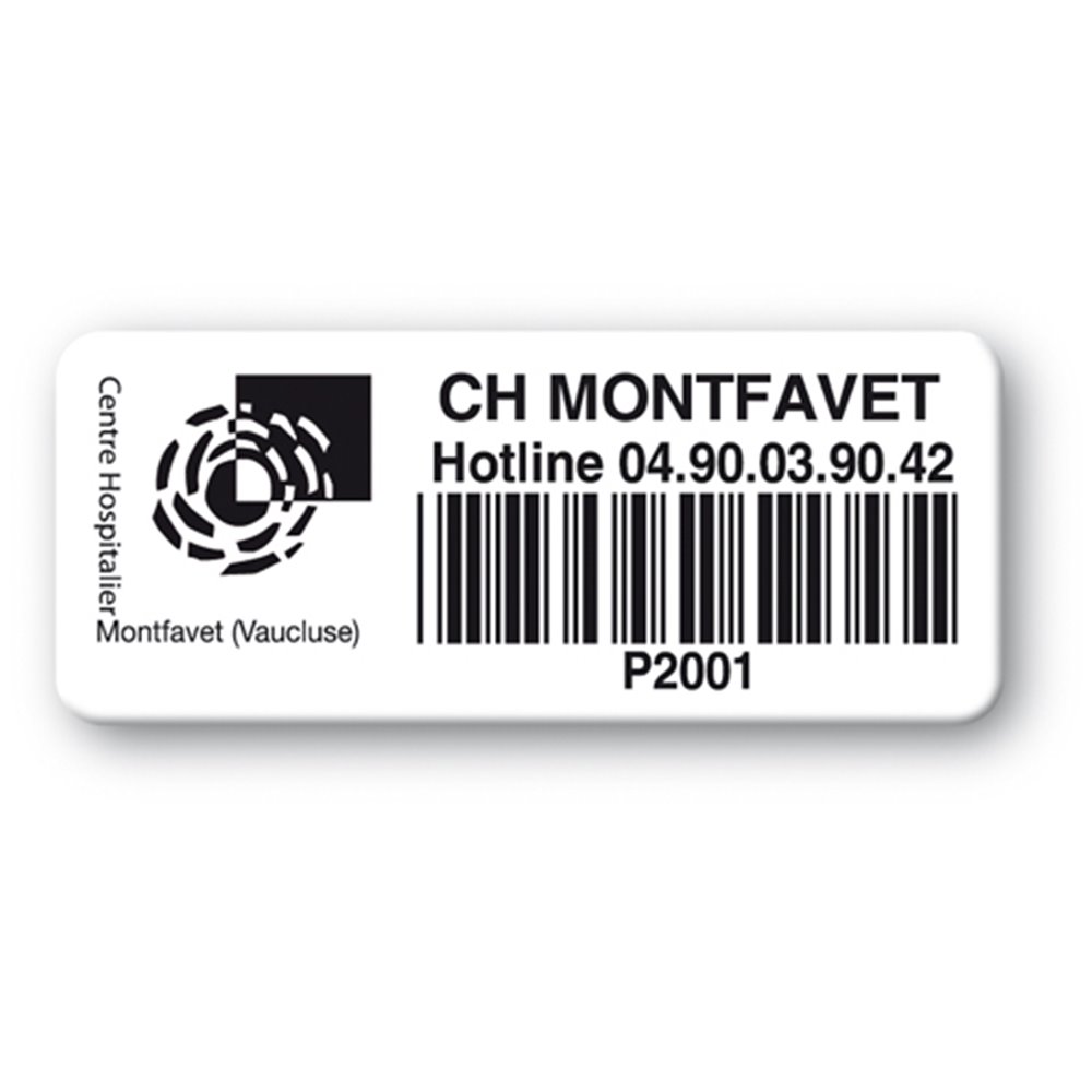 etiquette ch montfavet logo code barre super resistante