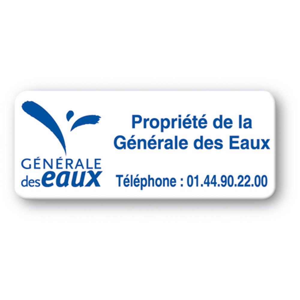 pre printed protected asset tag generale des eaux logo en