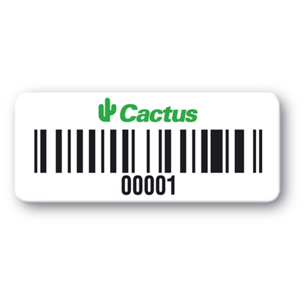 pre printed protected asset tag cactus logo barcode en
