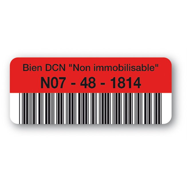 etiquette bien dcn code barre rouge
