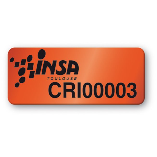 pre printed orange background color asset tag insa toulouse en