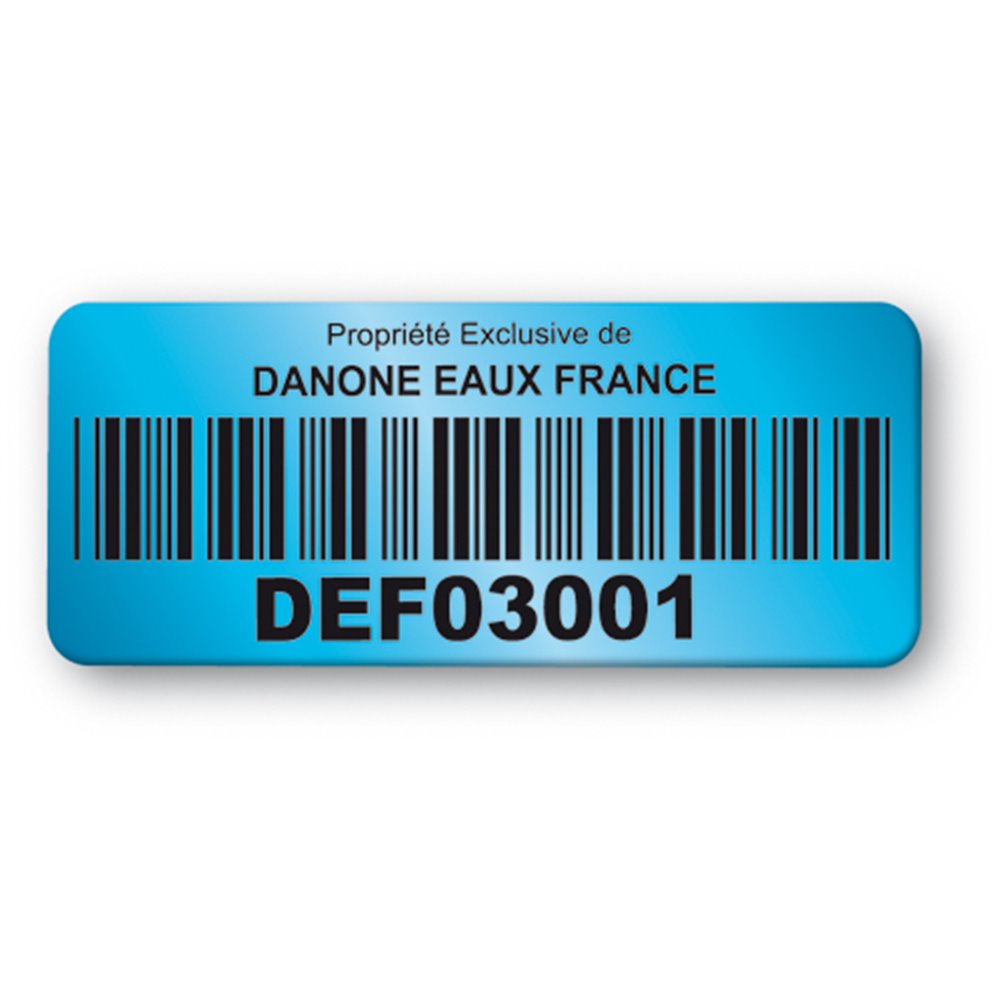 etiquette double adhesif danone bleu code barre
