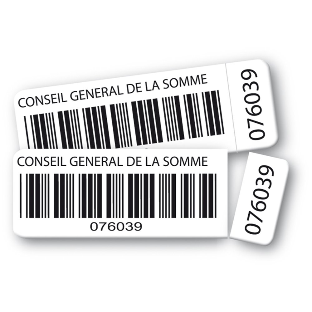 two protected pre printed pre cut asset tag conseil general de la somme barcode en