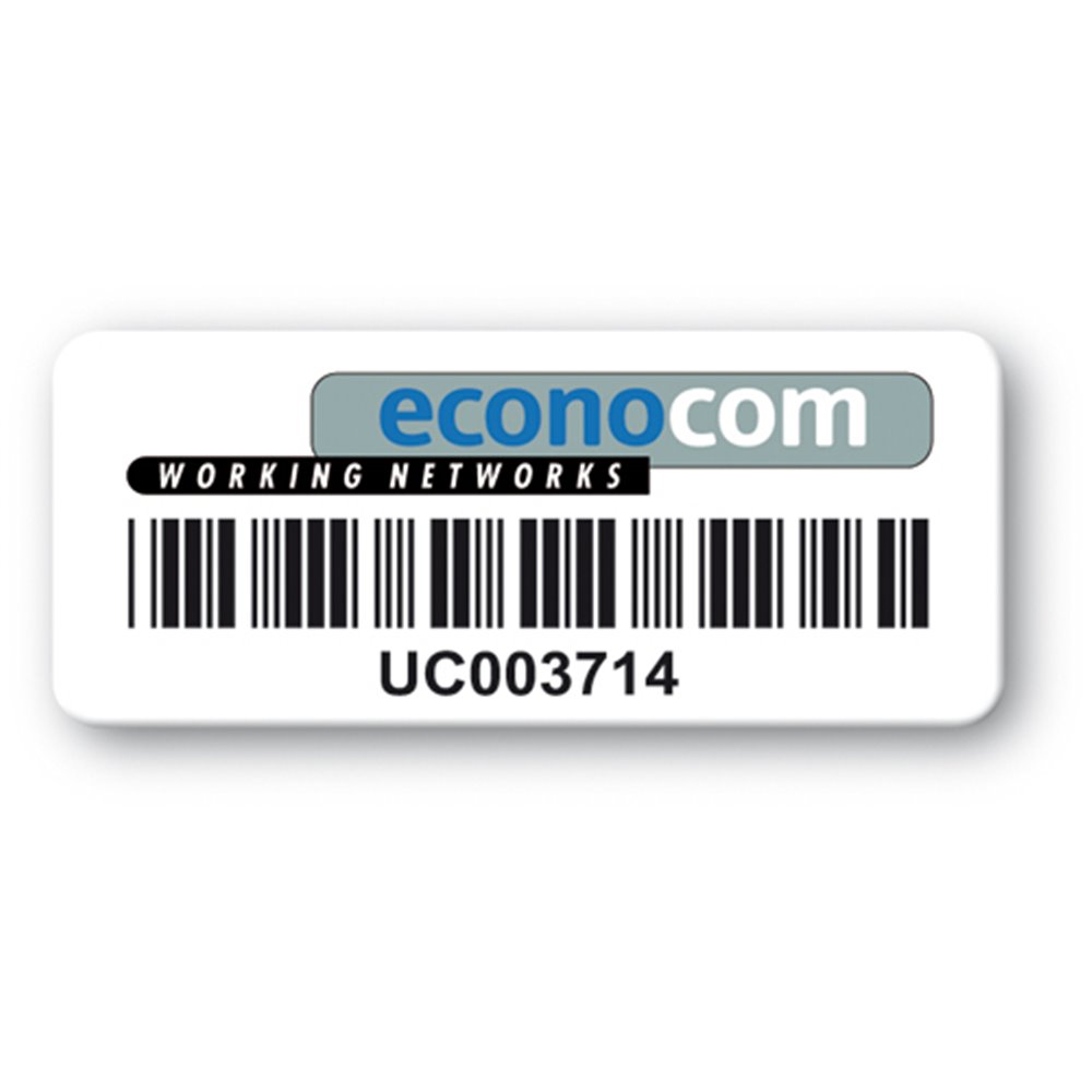 customized reinforced polyethylene asset label econocom logo barcode en