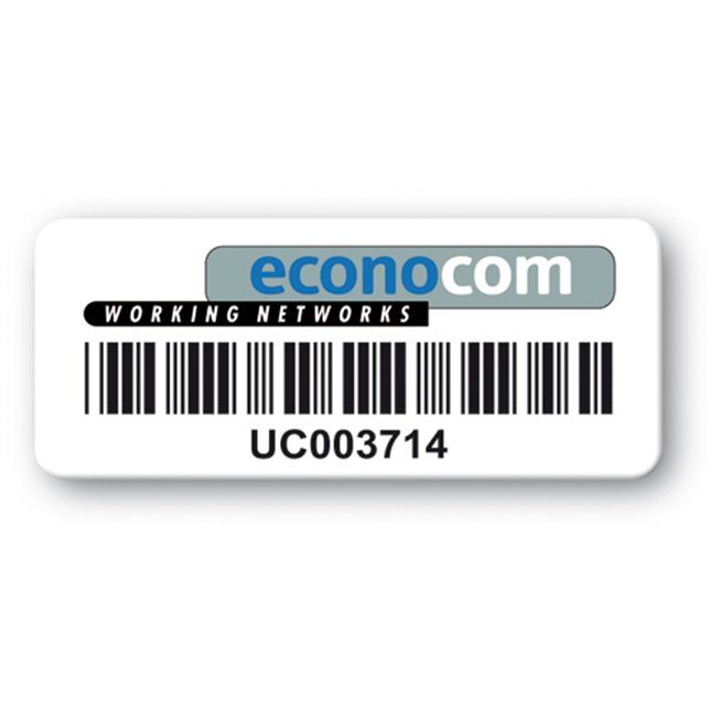 etiquette personnalisee polypropylene logo econocom code barre