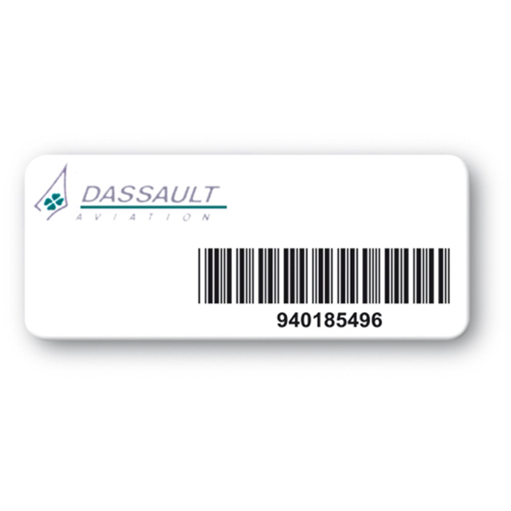 customized reinforced polyethylene asset label dassault aviation logo barcode en