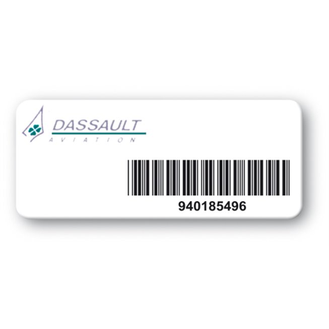 etiquette personnalisee polypropylene logo dassault aviation code barre