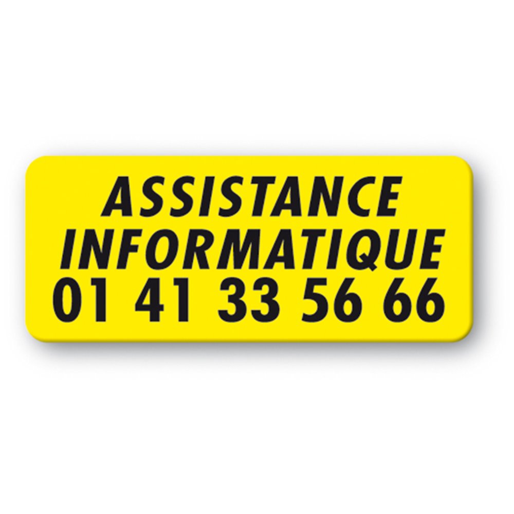 customized polyethylene asset label assitance informatique yellow background en