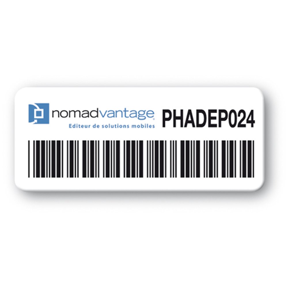 customized reinforced polyethylene asset label nomadvantage logo barcode en