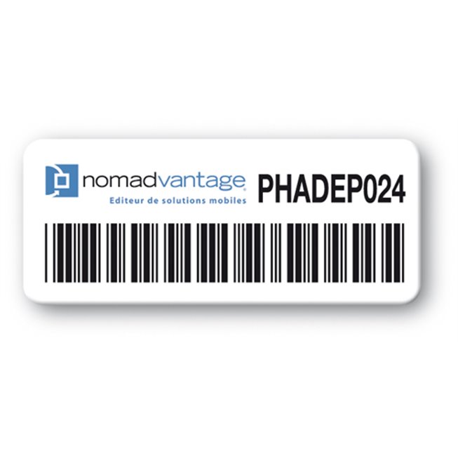 customized reinforced polyethylene asset label nomadvantage logo barcode en