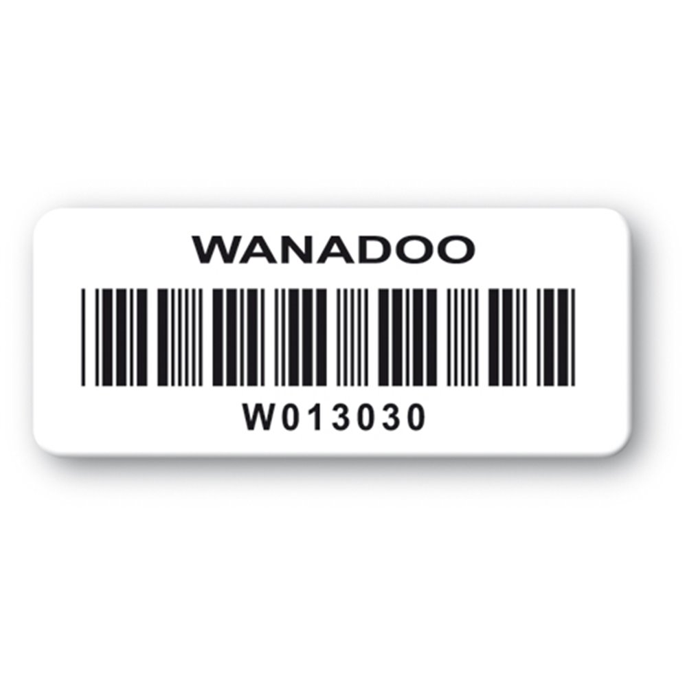 customized reinforced polyethylene asset label wanadoo logo barcode en