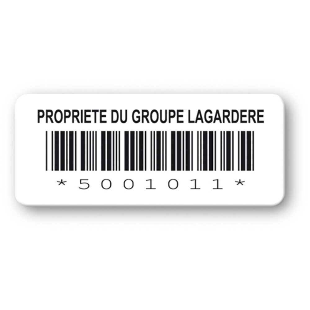 customized reinforced polyethylene asset label lagardere logo barcode en
