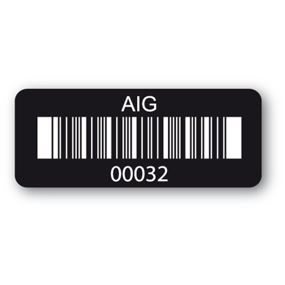 black destructible asset label aig barcode