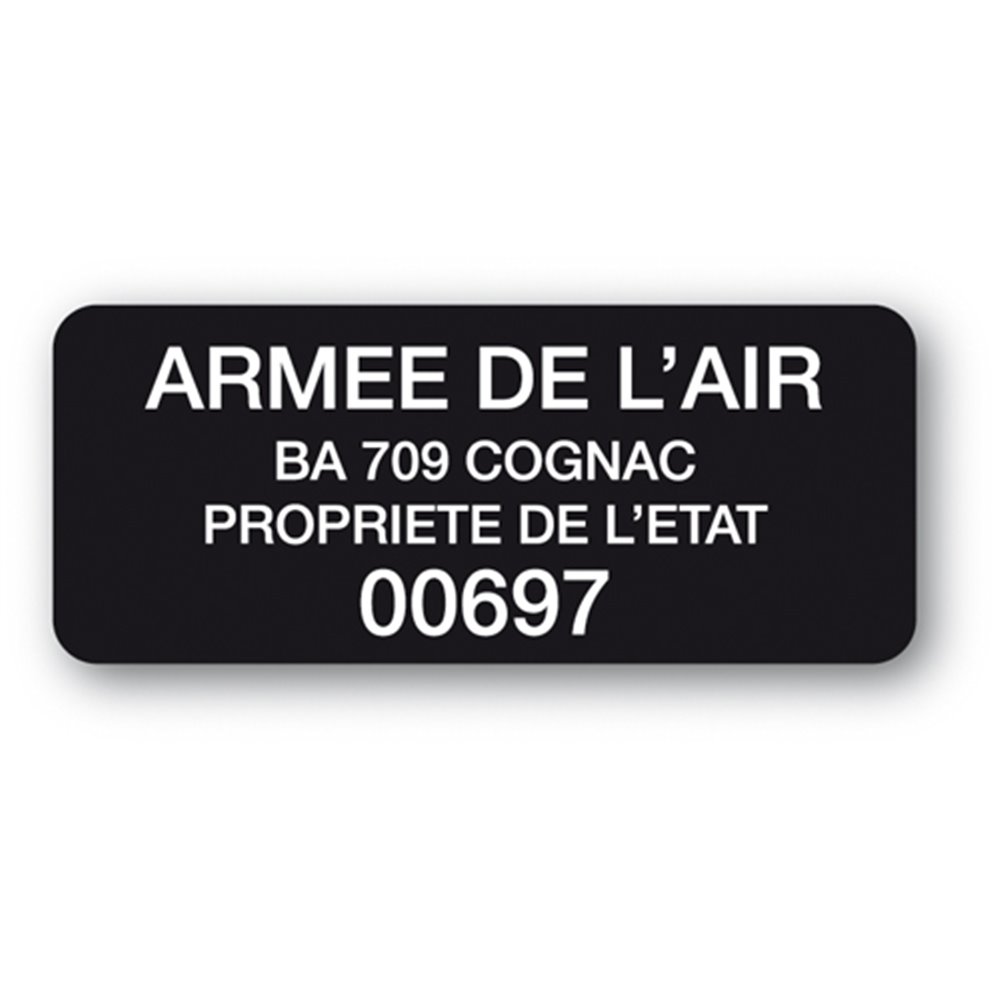 forgery proof secure black asset label armee de l air en