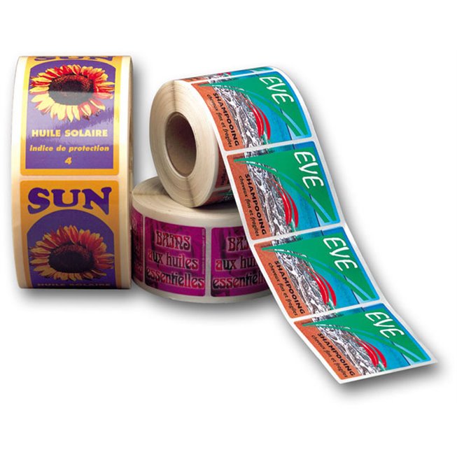 trois rouleaux autocollant promotionel personnalise