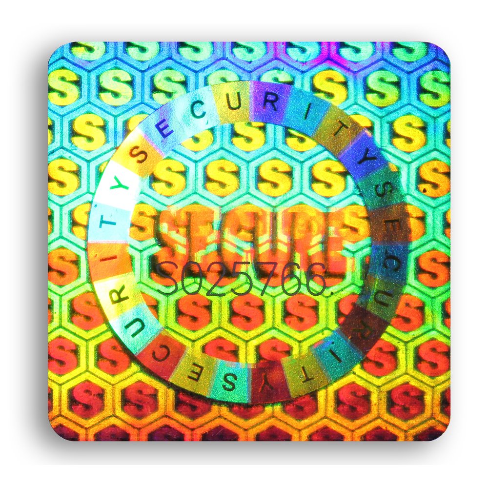 hologramme d’authentification standard carre personnalise multicoleur