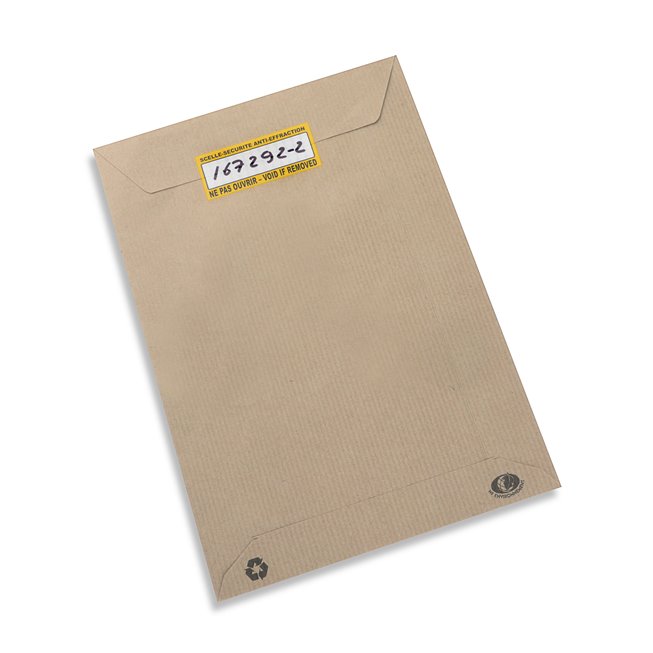 security label on kraft envelope