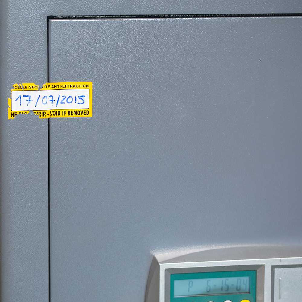 safetech label on metal drawer