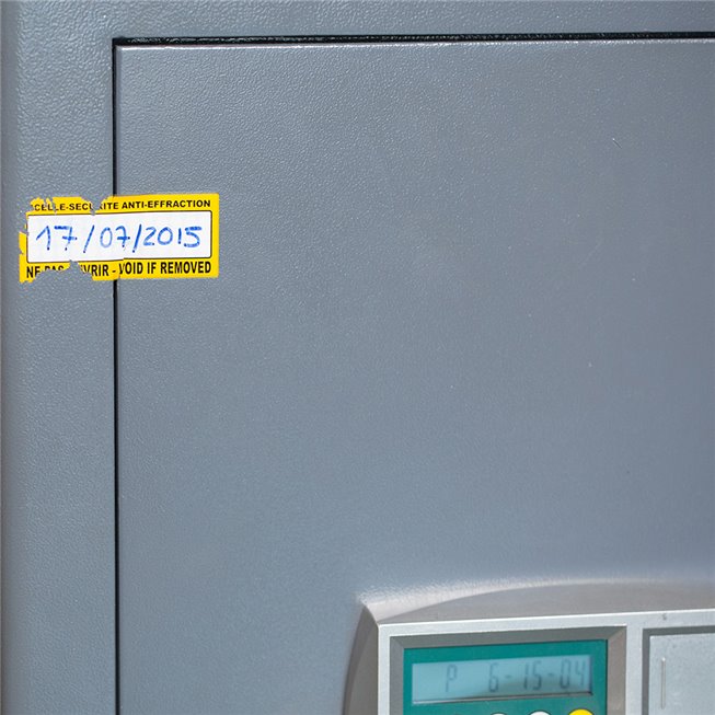 safetech label on metal drawer