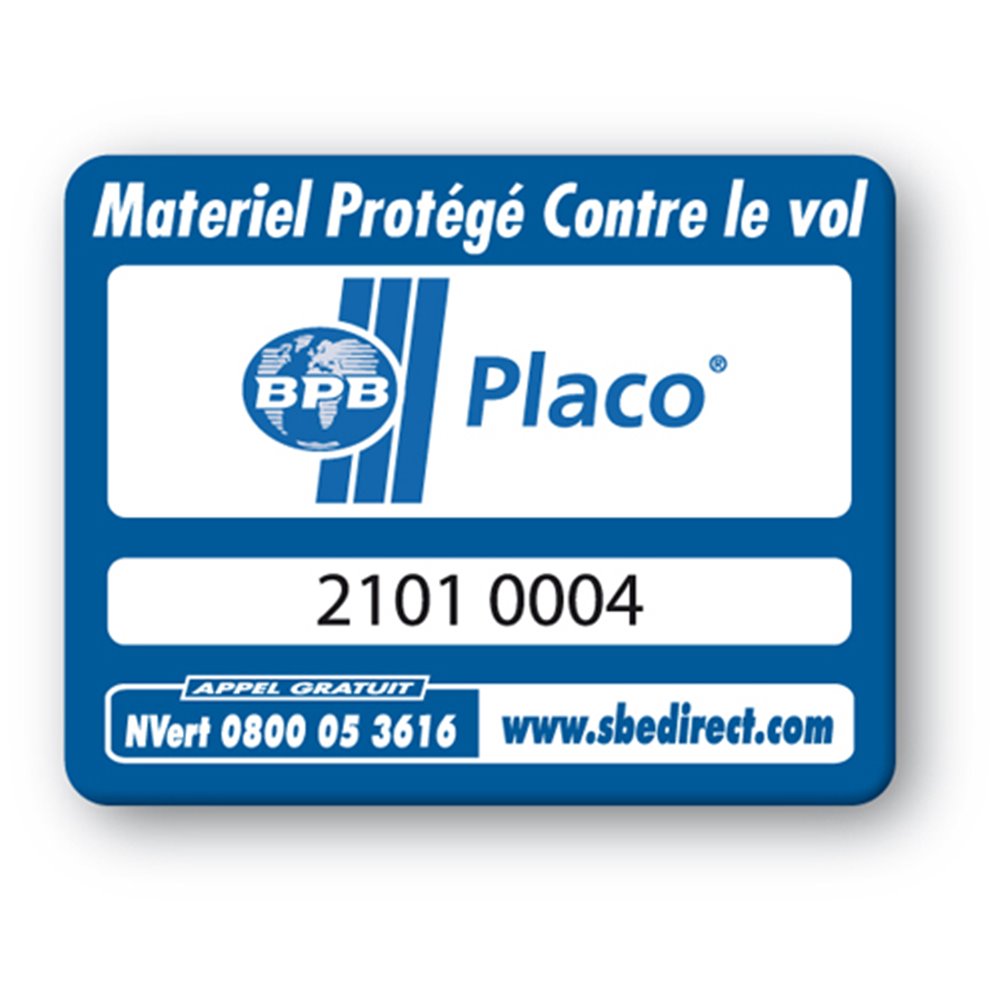 blue security tag with placo logo reference en