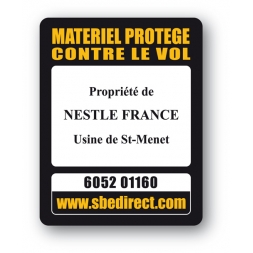 marquage antivol sbe impression texte noir