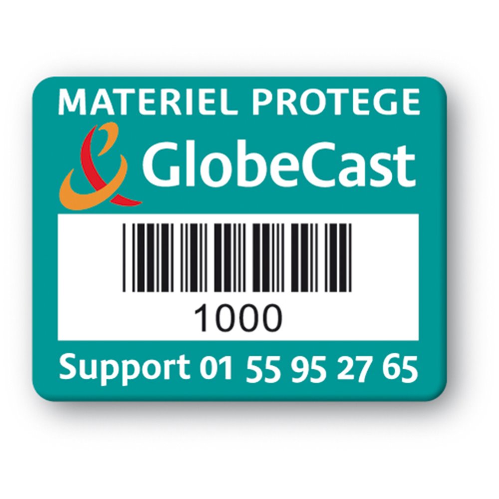 SBE Strong Tamper Proof Asset Tag, Color Print custom strong tamper proof asset tag globecast barcode en